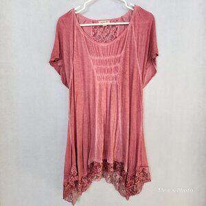 NWOT - One World Soft Jersey Knit Top in Rosy Pink, XL